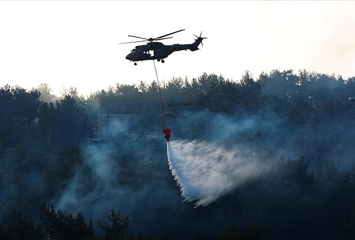 İzmir Bornova’da çıkan orman yangınına müdahale ediliyor